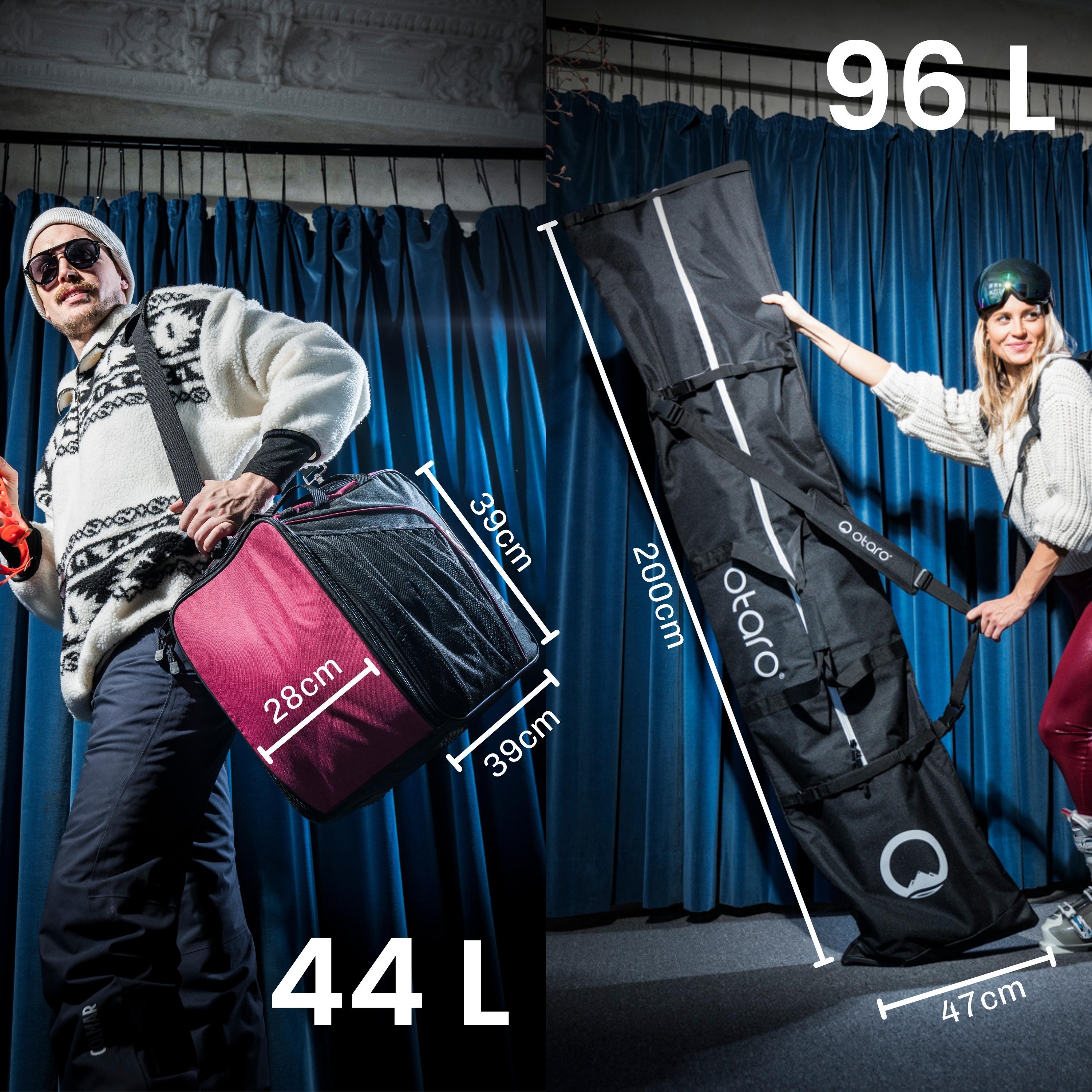 Skischuhtasche Classic 44L + 200cm Skitasche für 2 Paar | SET Bordeauxrot 2/7