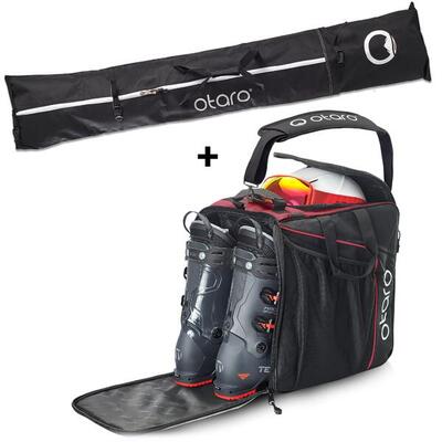 Skischuhtasche Classic 44L + 200cm Skitasche für 2 Paar | SET Tannengrün