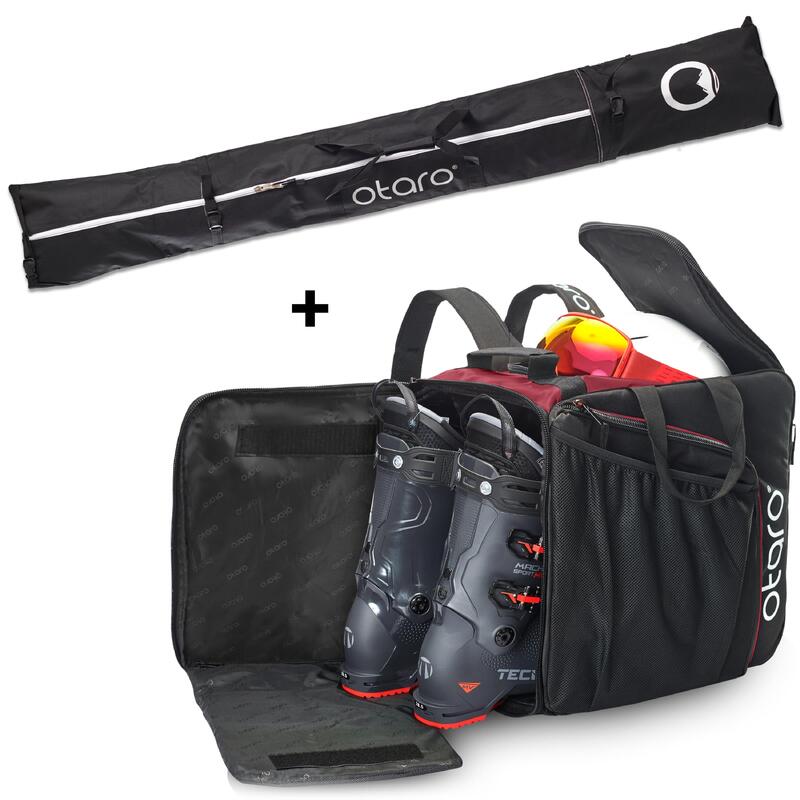 Skischuhtasche Pro 57L + 200cm Skitasche für 1 Paar | SET Bordeauxrot