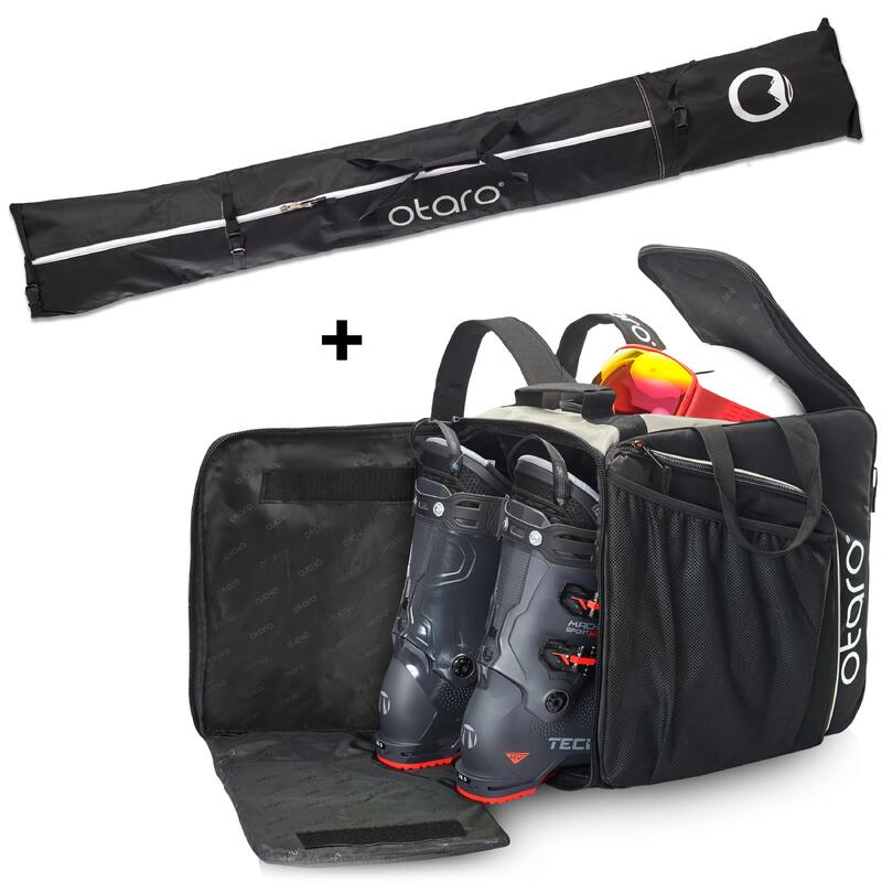 Skischuhtasche Pro 57L + 200cm Skitasche für 1 Paar | SET Frostweiß