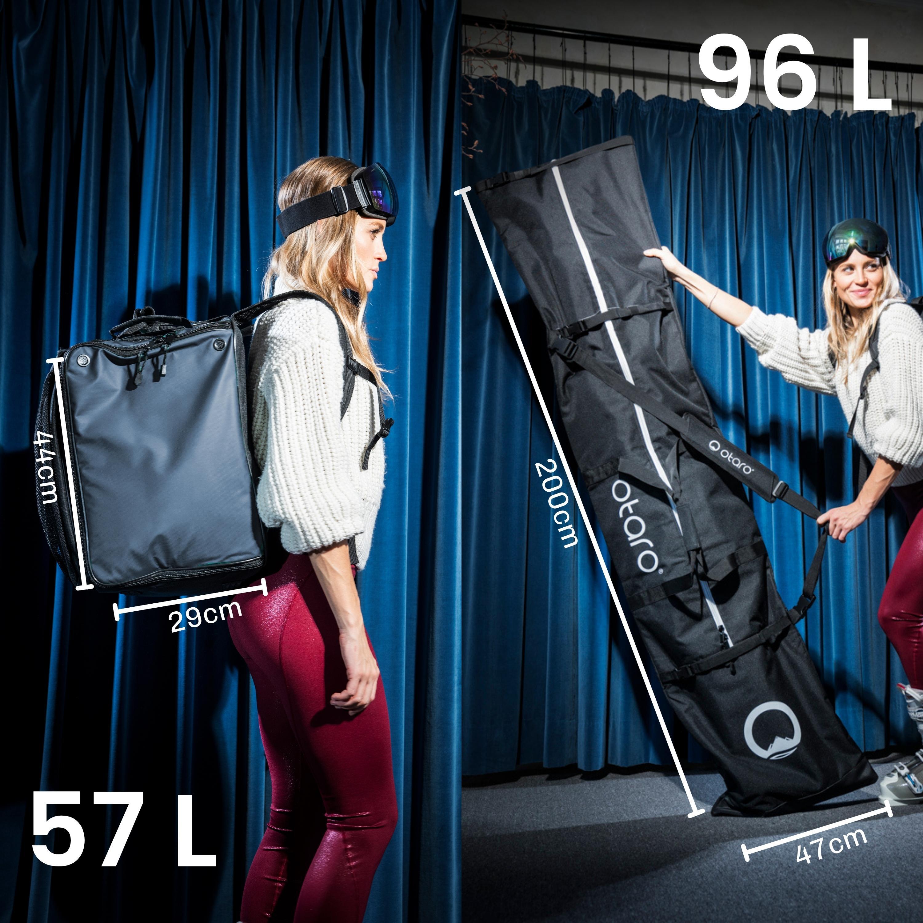 Skischuhtasche Pro 57L + 200cm Skitasche für 2 Paar | SET Felsgrau 2/7