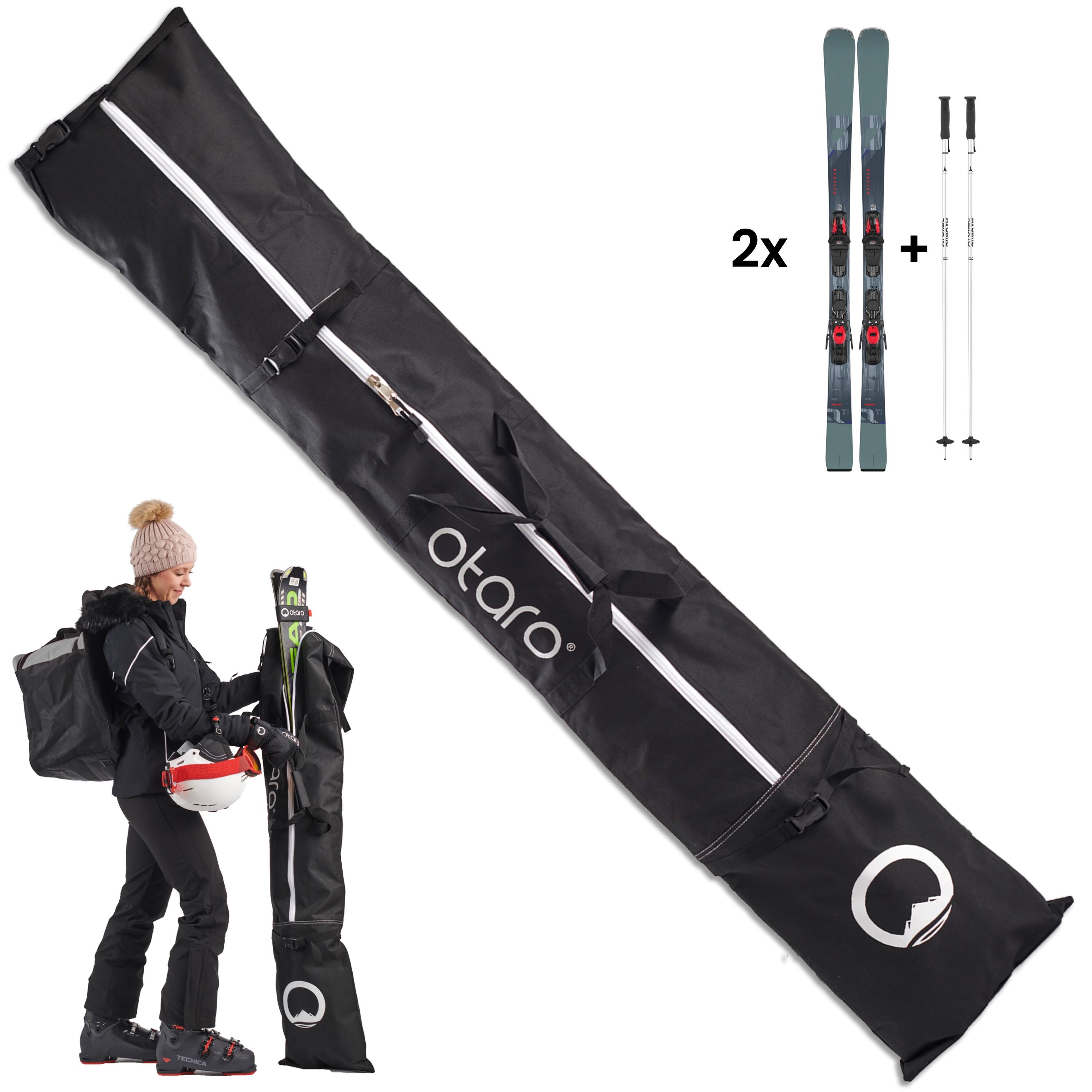 Borsa da sci con tracolla 200cm regolabile | 2 paia di sci 1/7