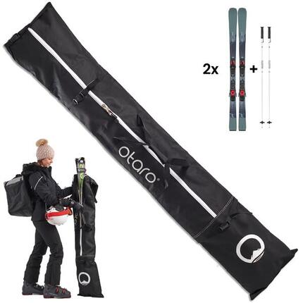 Skitasche mit Schultergurt 200cm längenverstellbar | Schwarz für 2 Paar Ski