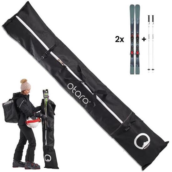 Skitasche mit Schultergurt 200cm längenverstellbar | Schwarz für 2 Paar Ski
