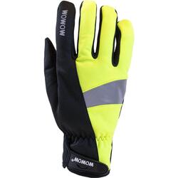 Fietshandschoenen in fluo winddicht maat M - Cycle Gloves 2.0 geel/zwart
