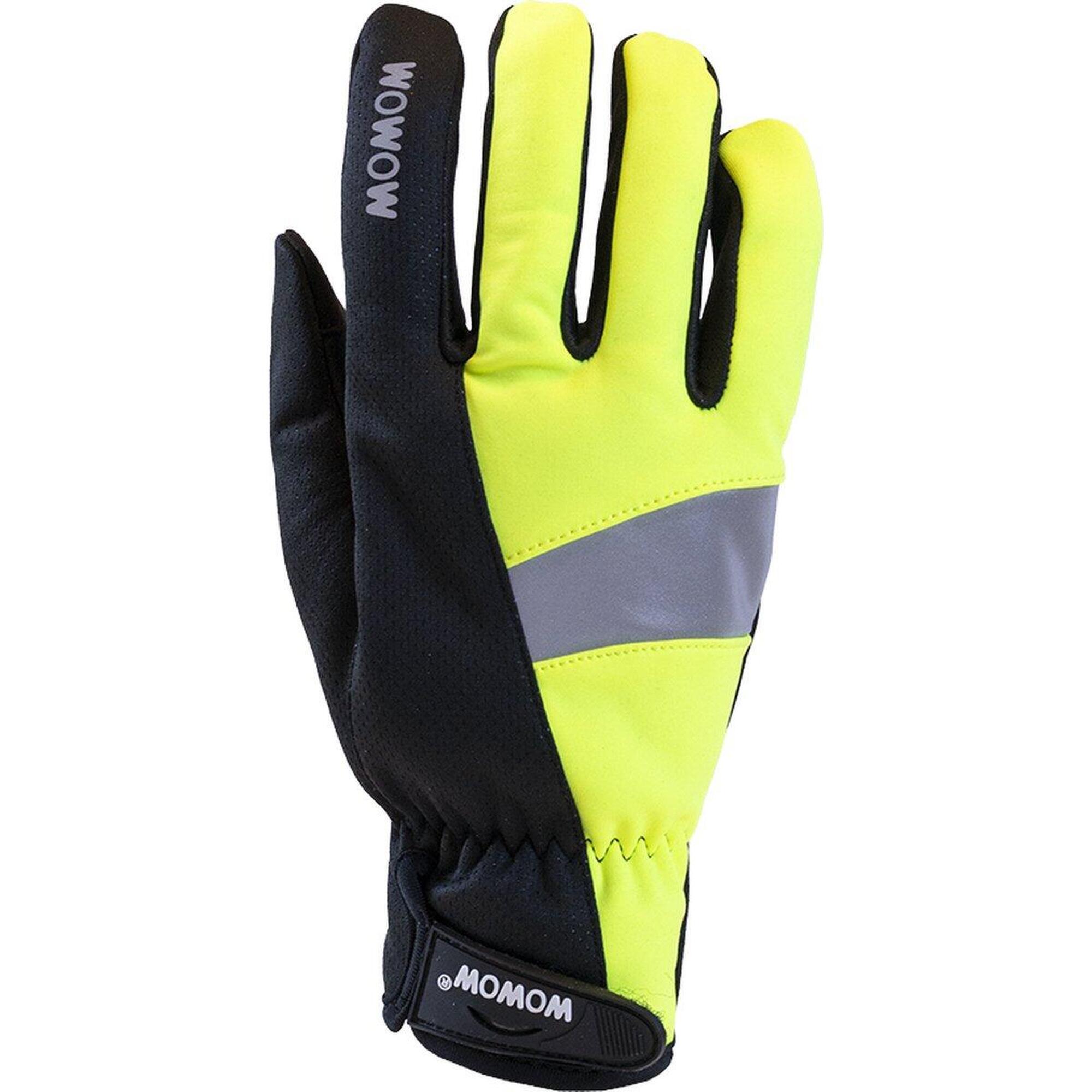 Fietshandschoenen in fluo winddicht maat L- Cycle Gloves 2.0 geel/zwart