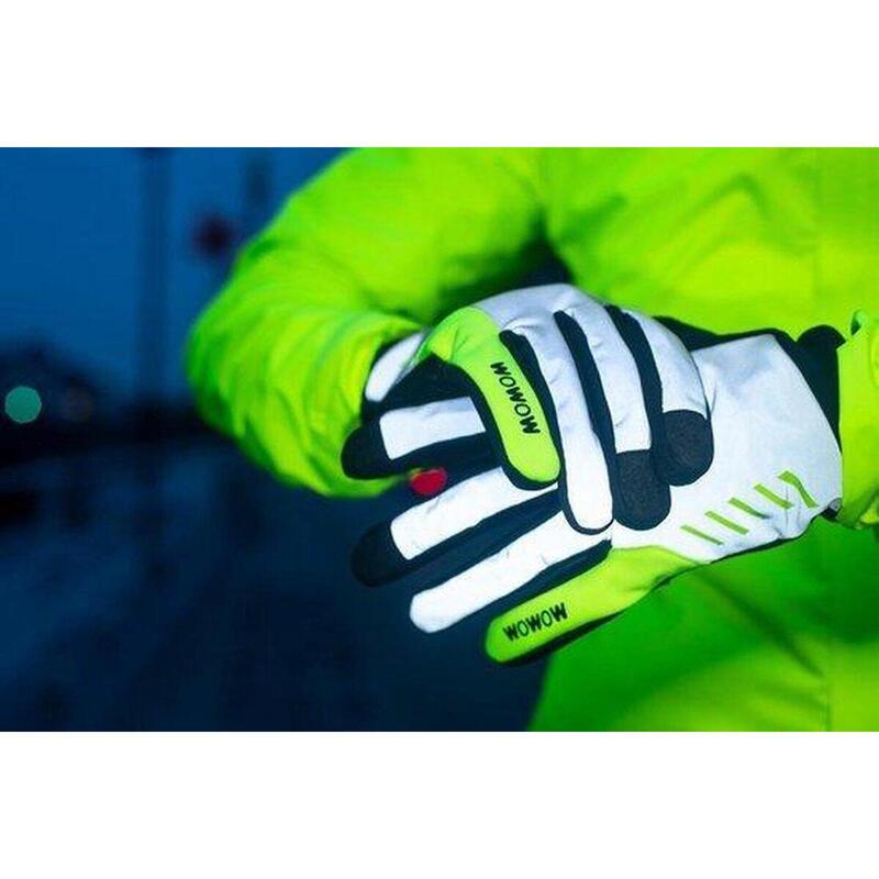 Gants vélo doigts longs réfléchissants taille M - Nightstroke argent/jaune