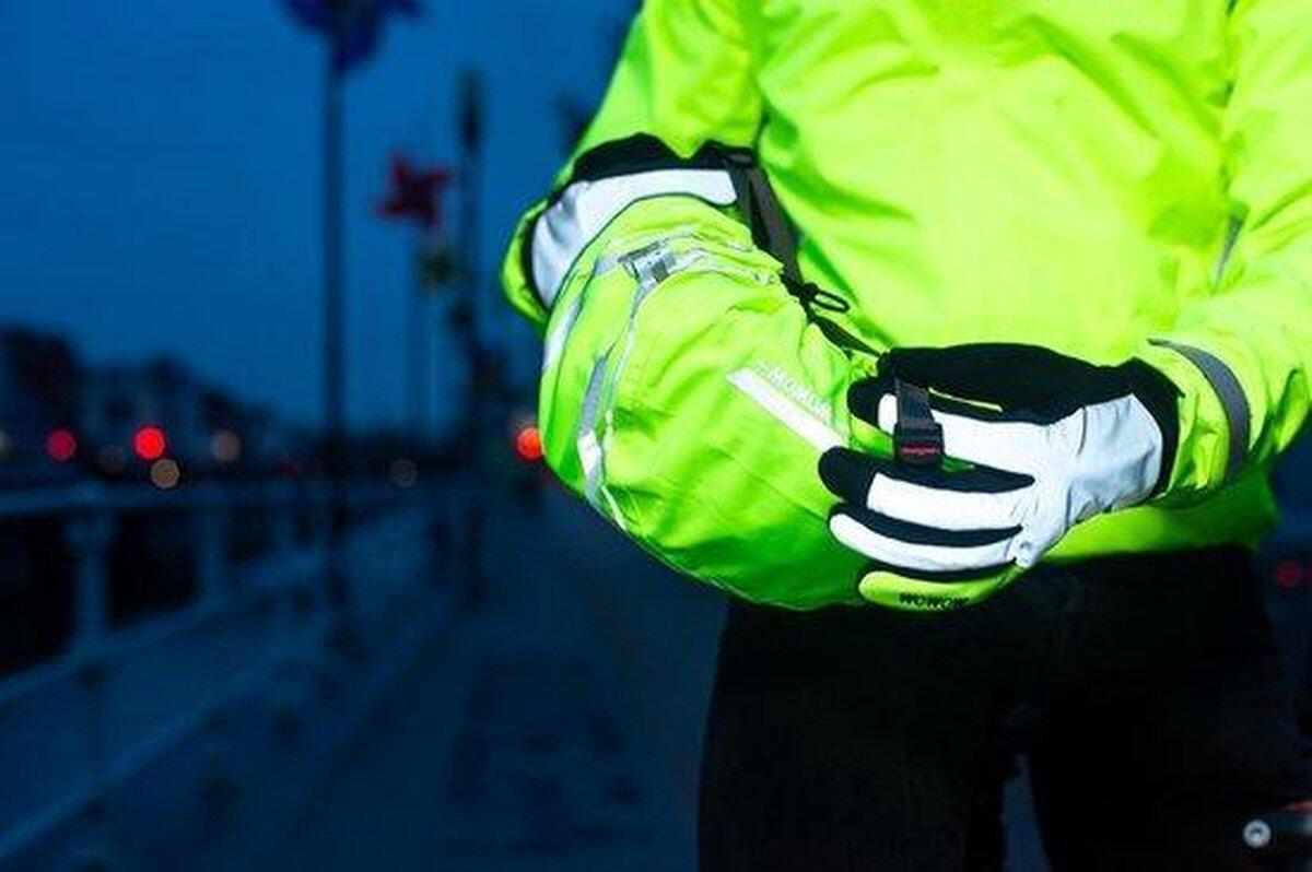 Gants vélo doigts longs réfléchissants taille 3XL - Nightstroke argent/jaune 5/6