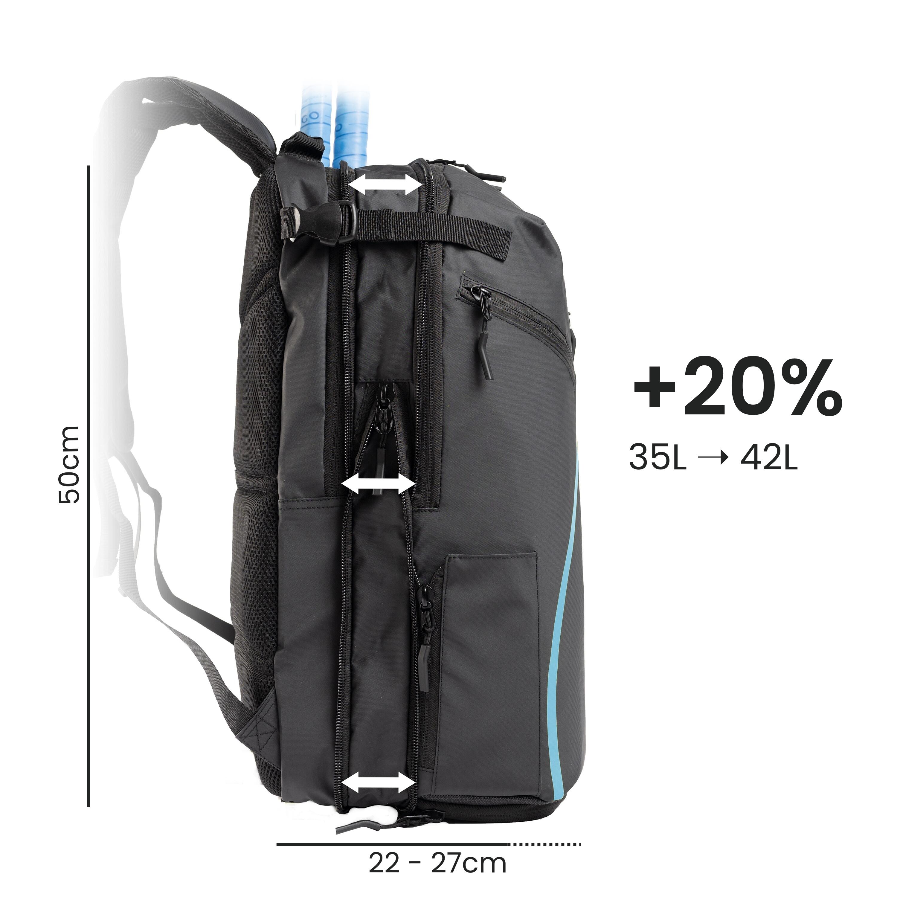 Tennistasche mit Schuhfach 1-2 Schläger | Tennisrucksack Pro 42L Schwarz Blau 4/8