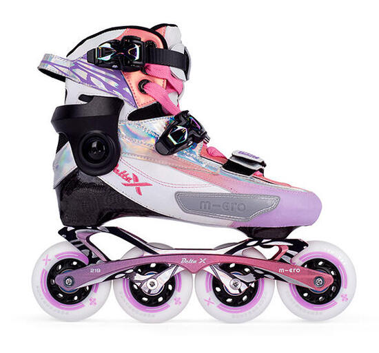 Pattini in linea Freestyle allungabili bambino Micro Skate Delta X Rosa