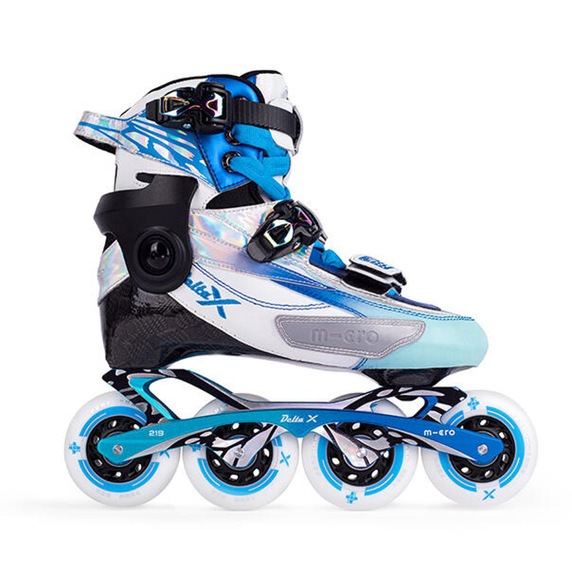 Pattini in linea Freestyle allungabili bambino Micro Skate Delta X Blu