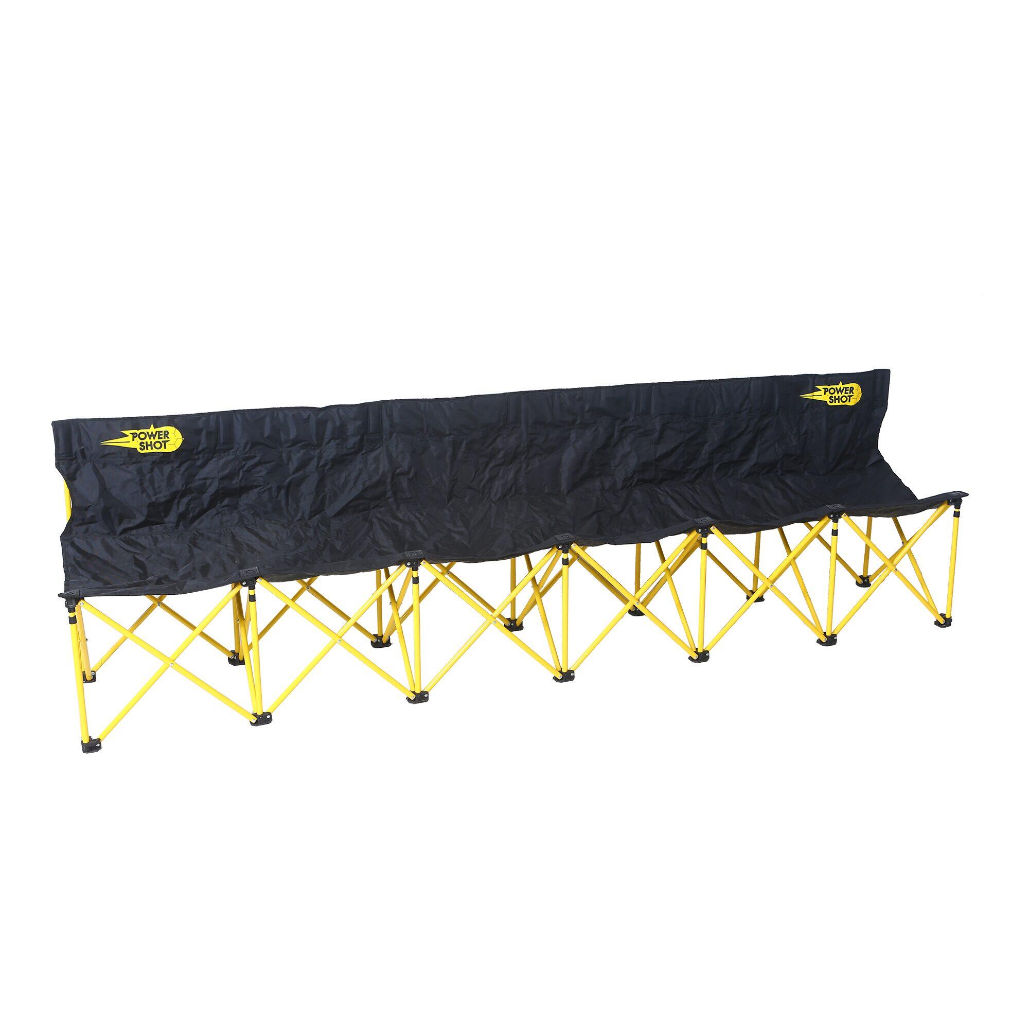Banc De Touche Pliable Couvert 6 Places - Football - Dimensions 256x80 Cm - Poids 7 Kg - Jaune/noir - 3