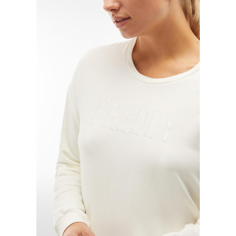 Sweat-shirt confortable avec lacet ajustable à la taille et logo brodé brillant