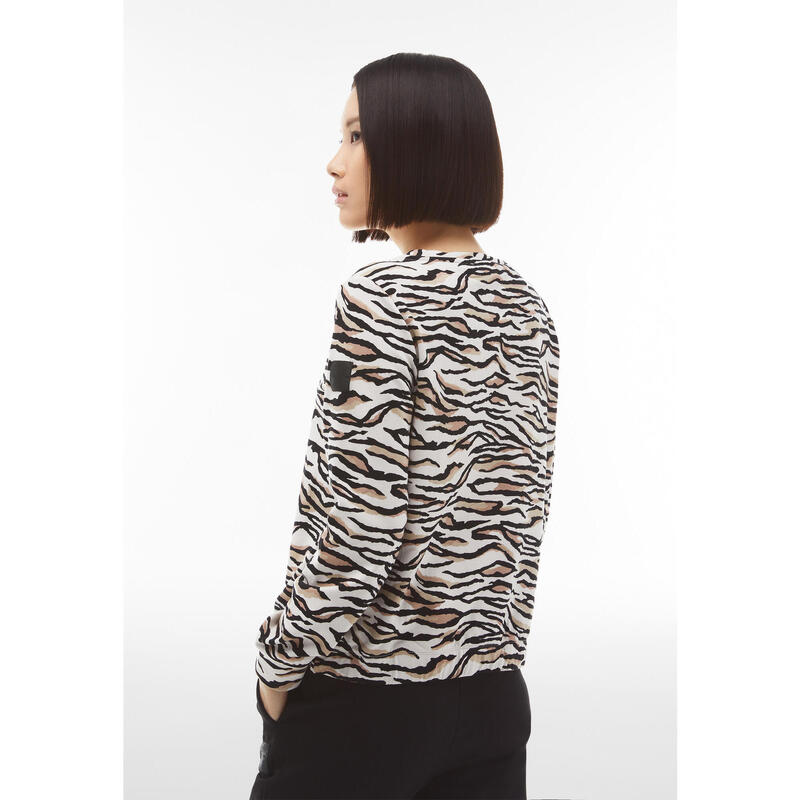 Sweat-shirt en viscose avec imprimé tigre avec lacet ajustable à la taille