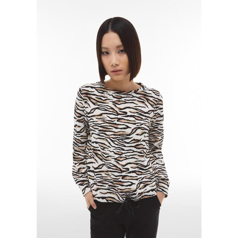 Sweat-shirt en viscose avec imprimé tigre avec lacet ajustable à la taille