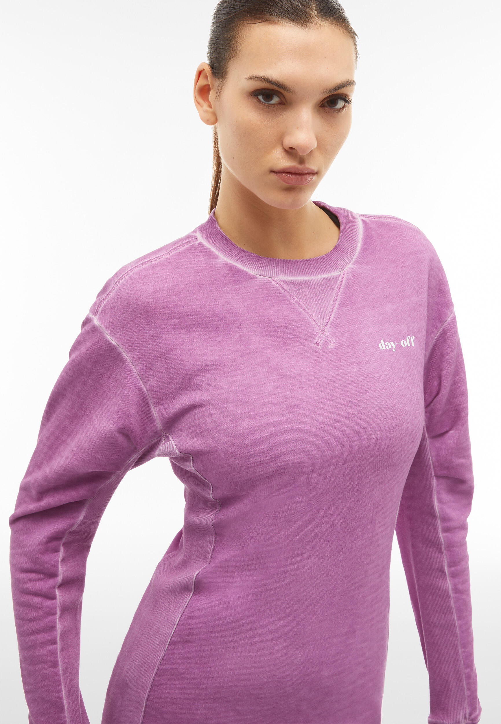 Felpa oversize tinta a freddo con inserti in rib 5/5