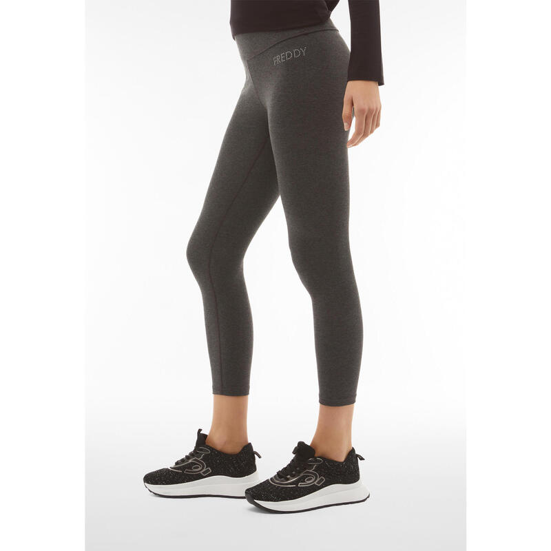 Legging noir mélangé SuperFit 7/8 taille haute en jersey