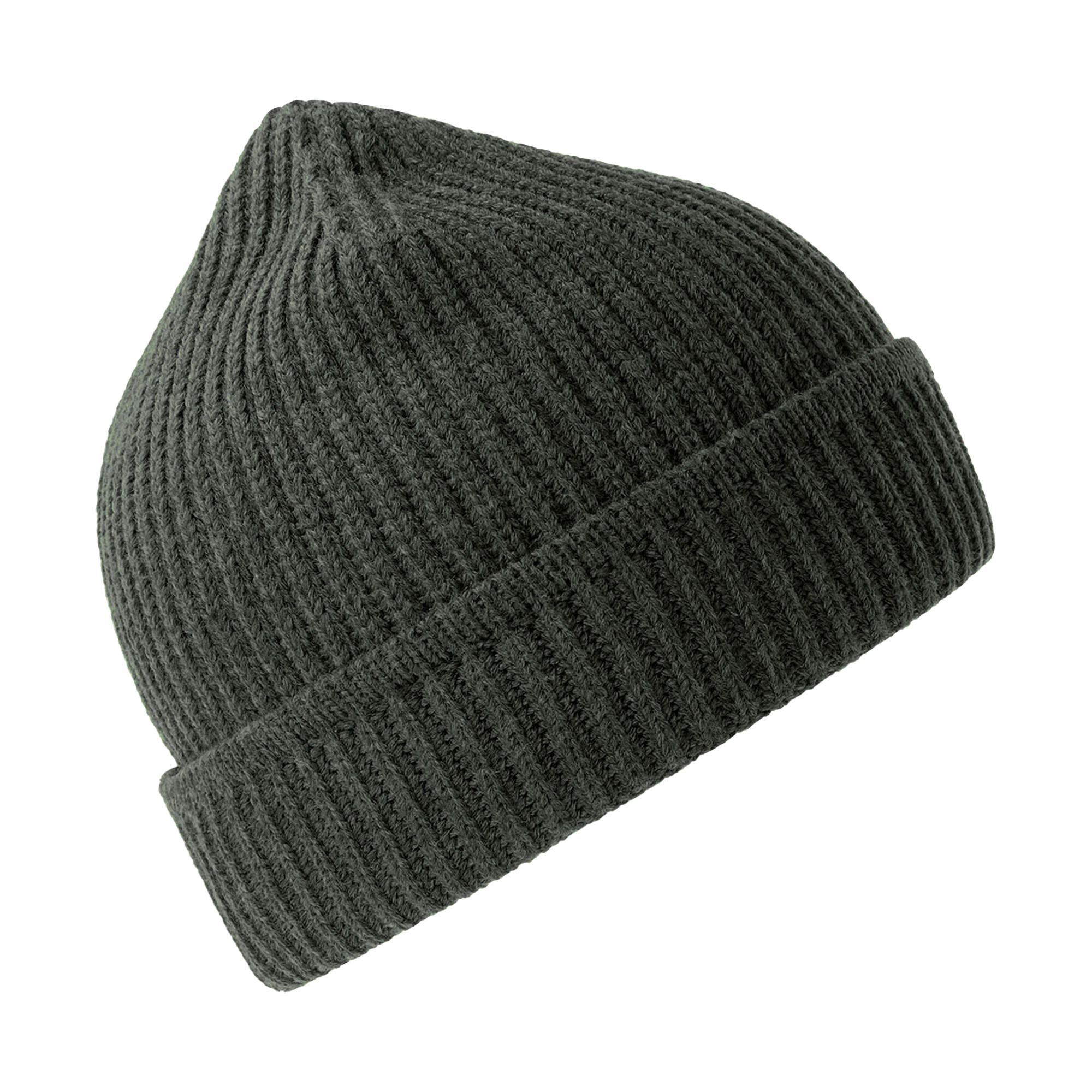 Unisex Adult Maple Ribbed Recycled Beanie (Dark Grey Melange) 3/3