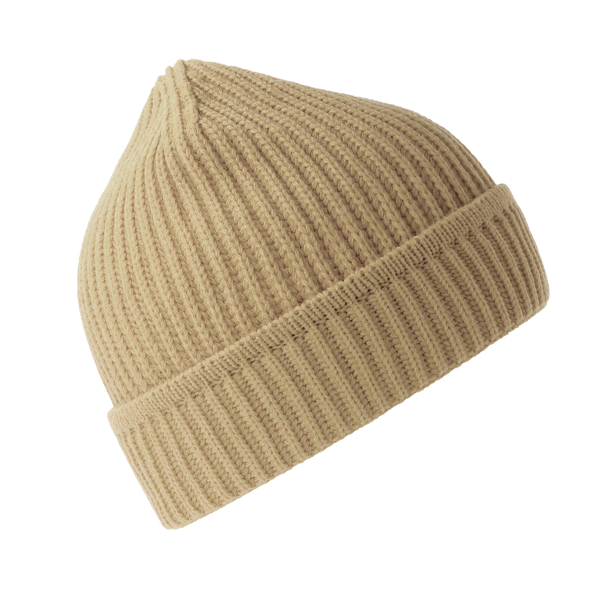 Unisex Adult Maple Ribbed Recycled Beanie (Beige) 3/3