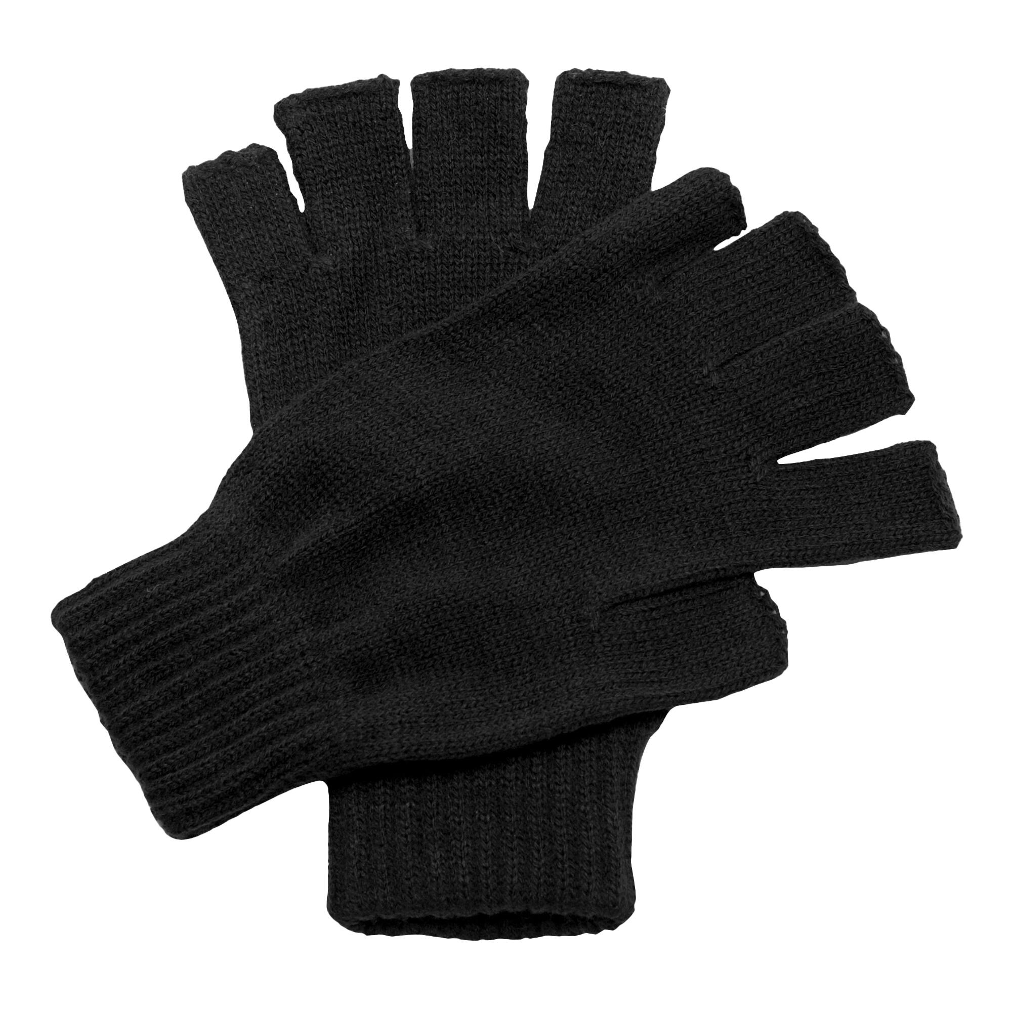 Unisex Fingerless Mitts / Gloves (Black) 3/4