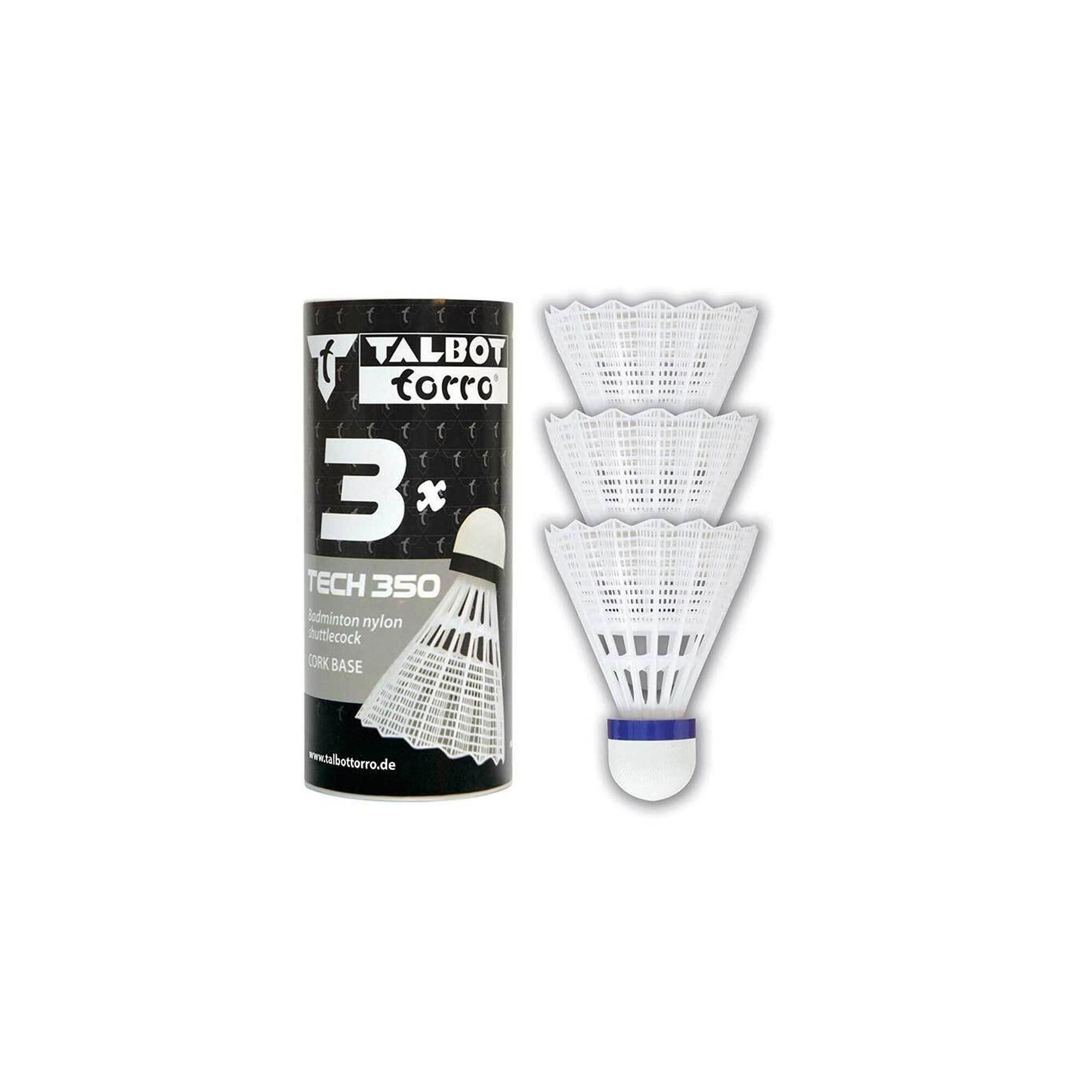 Tech 350 Nylon Shuttlecock (Pack of 3) (White) 3/3