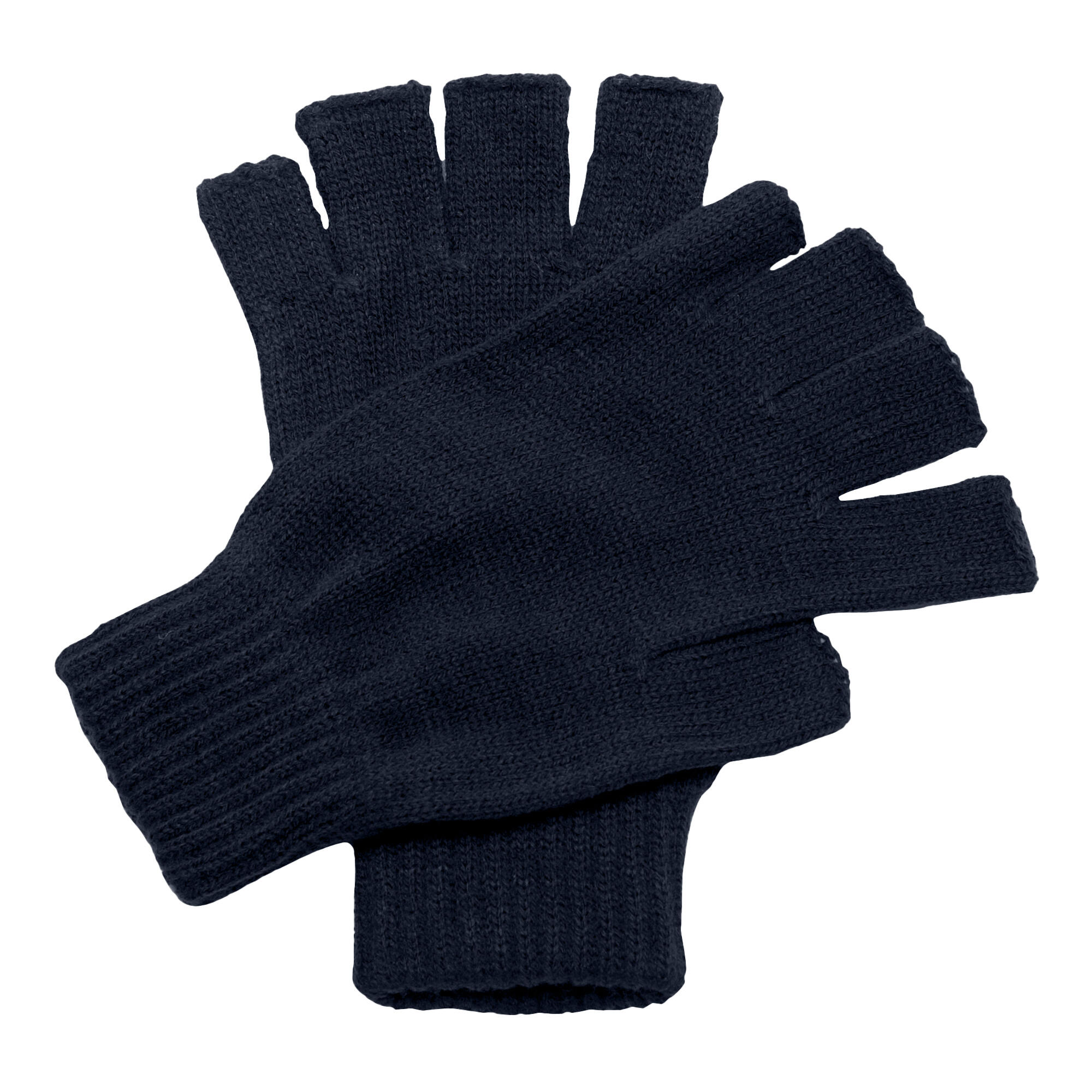 Unisex Fingerless Mitts / Gloves (Navy) 3/4