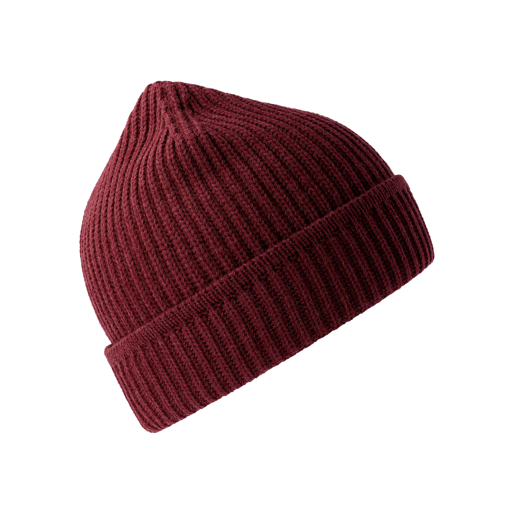 Unisex Adult Maple Ribbed Recycled Beanie (Burgundy Melange) 3/3