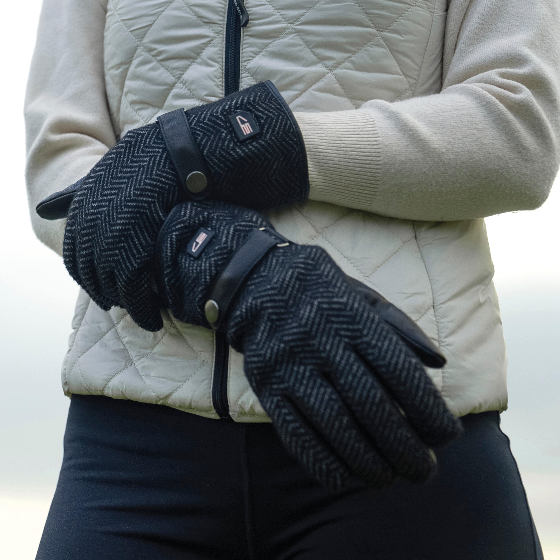 Gants chauffants finition en cuir - extra chauds - noir 6/7