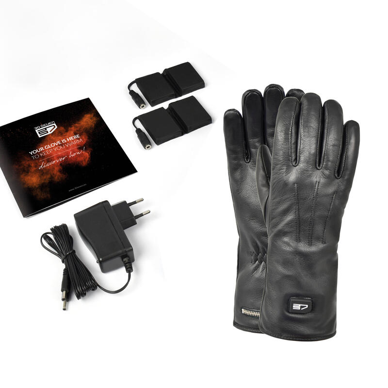 Gants en cuir chauffants - extra chauds - noirs