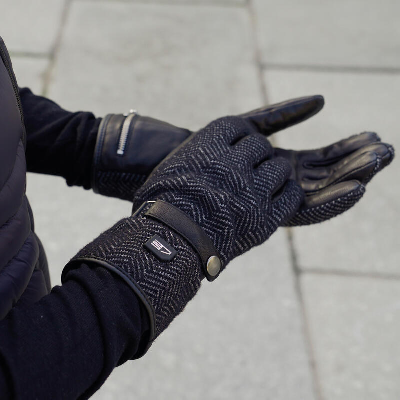 Gants chauffants finition en cuir - extra chauds - noir