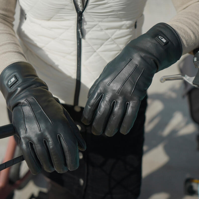 Gants en cuir chauffants - extra chauds - noirs