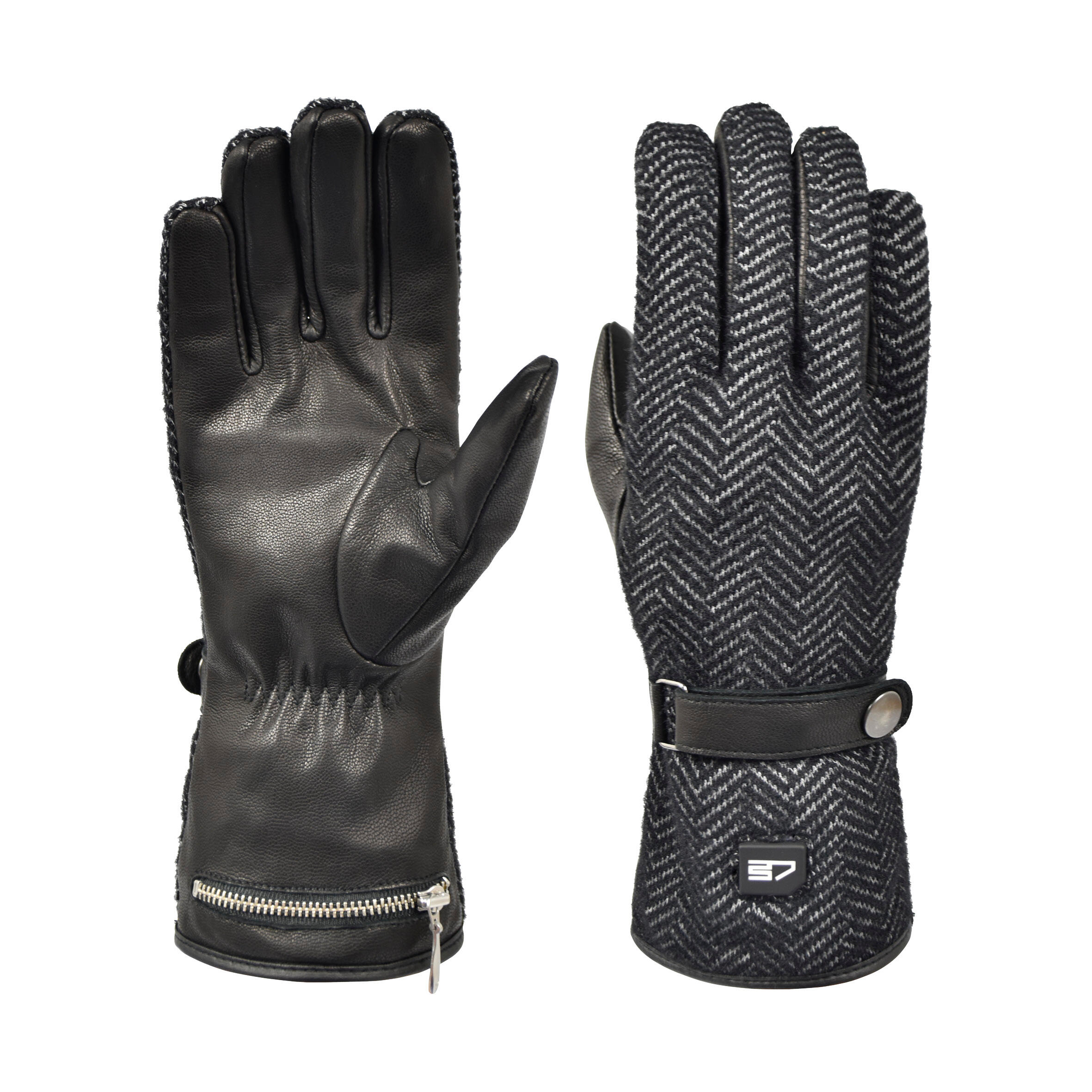 30SEVEN Beheizte Handschuhe mit Lederfinish - extra warm - schwarz