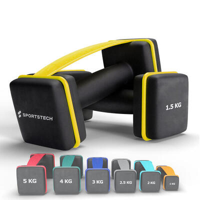 Sportstech ah100 halterset - antislip. kleurrijk - 2x1.5kg
