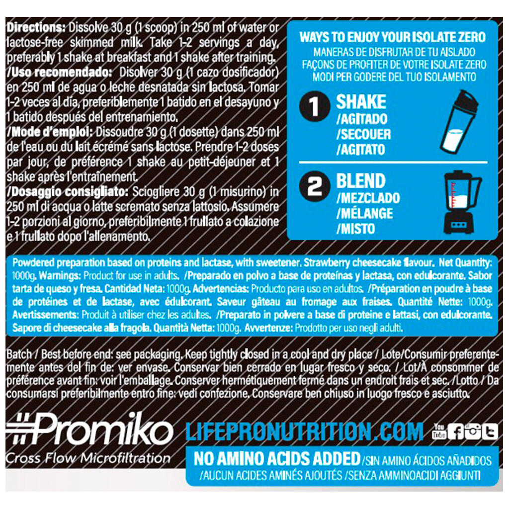 Whey isolate zero 2kg Life Pro 4/6