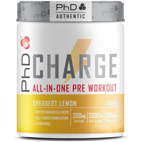 PHD NUTRITION PhD Nutrition | Charge Pre Workout Powder | Sherbert Lemon Flavour | 300g