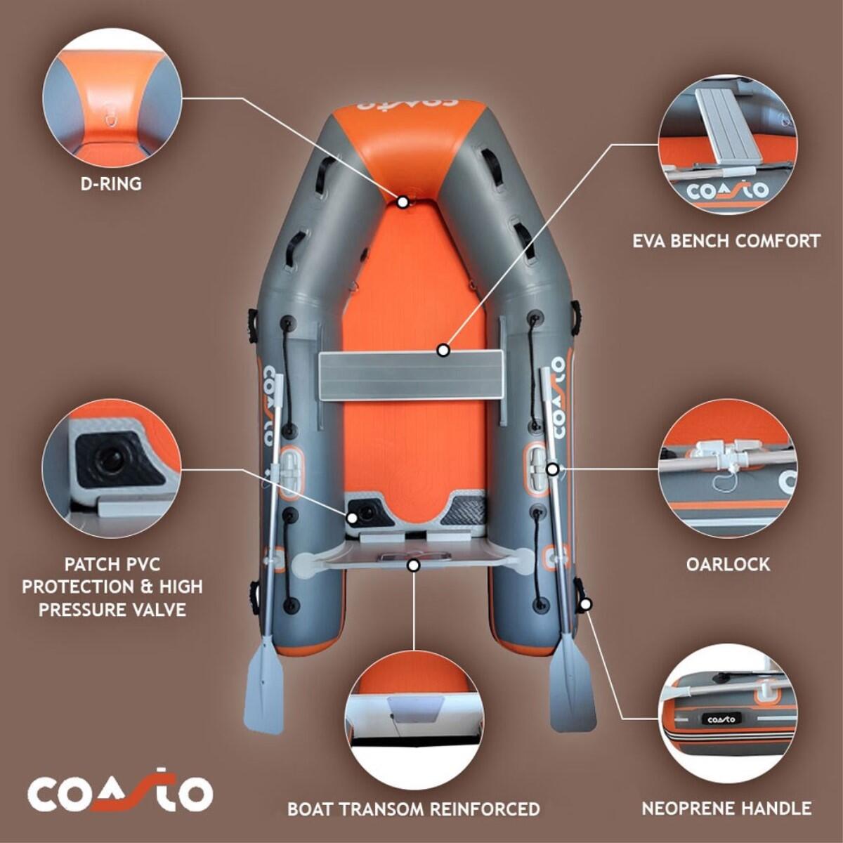 Opblaasbare DS 270 Dropstitch Bijboot - 270x150cm - Grijs/Oranje Max 329 kg/6PK 2/7