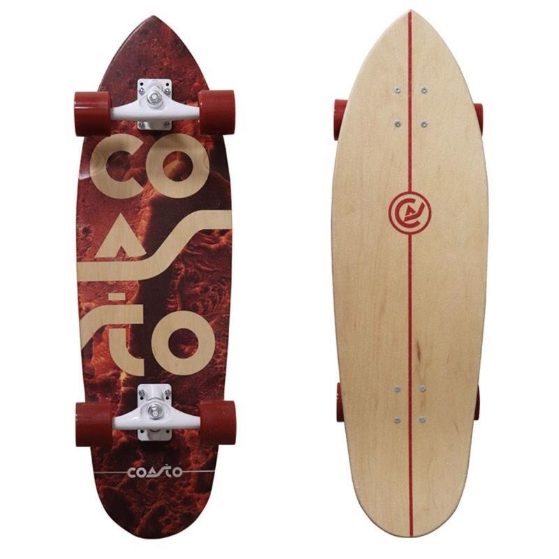 Surfskate Nova 33.5" 85x26 cm rouge - Skateboard - Wheelbase 42cm - Ahdérent