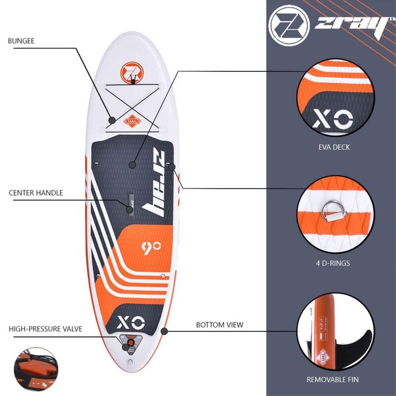 Opblaasbare X-Rider Young 9' SUP Dropstitch MAX 85kg 275x71x13cm(9'x28"x5") Rood