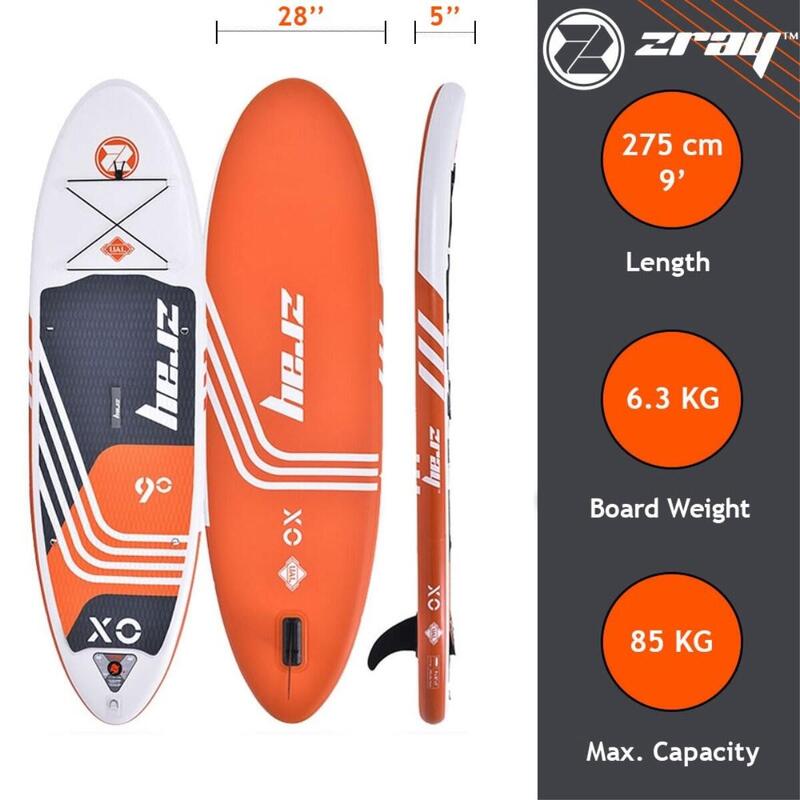 Opblaasbare X-Rider Young 9' SUP Dropstitch MAX 85kg 275x71x13cm(9'x28"x5") Rood