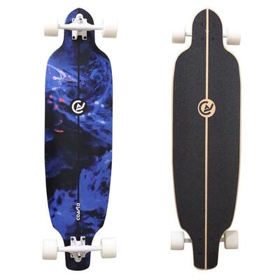 Longboard agat 38" 96x26 cm blauw - skateboard/surfskate - wielbasis 63cm - grip