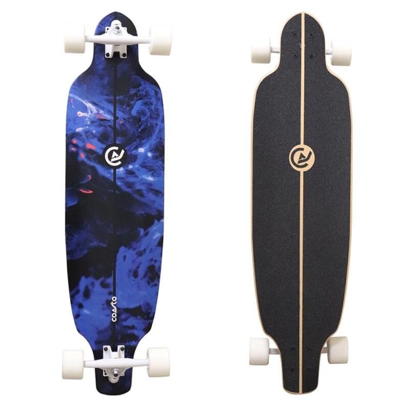 Longboard Agat 38" 96x26 cm bleu - Skate/Surfskate - Wheelbase 63cm - Ahdérent