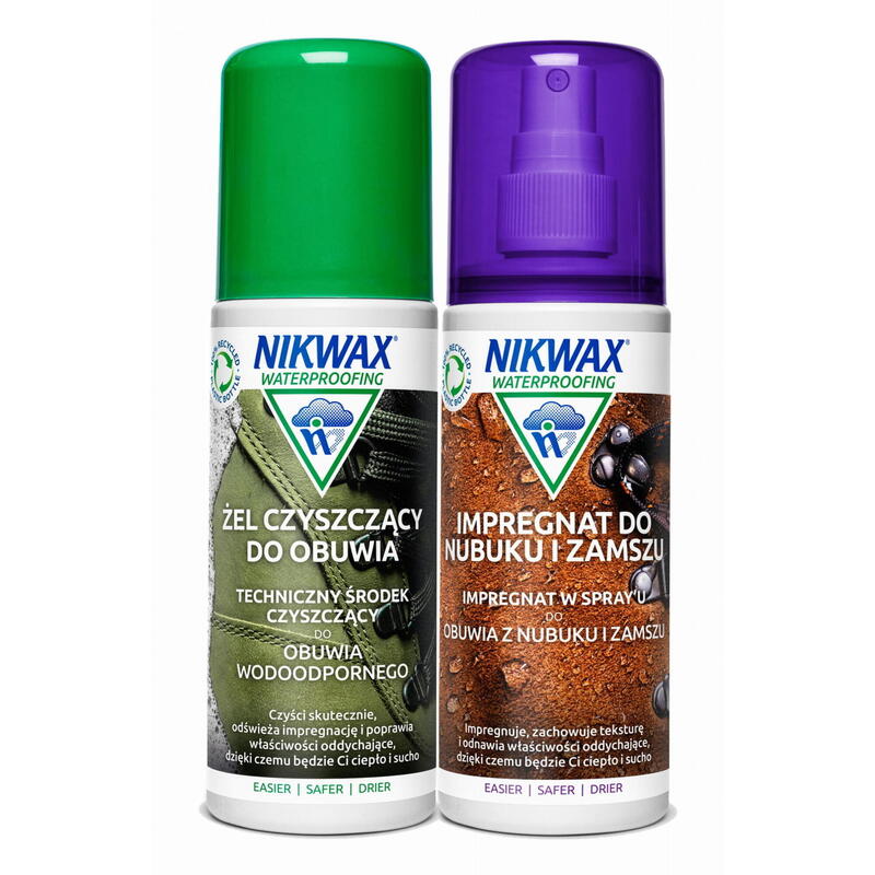 Zestaw do impregnacji i czyszczenia obuwia z nubuku i zamszu Nikwax 2 x 125 ml