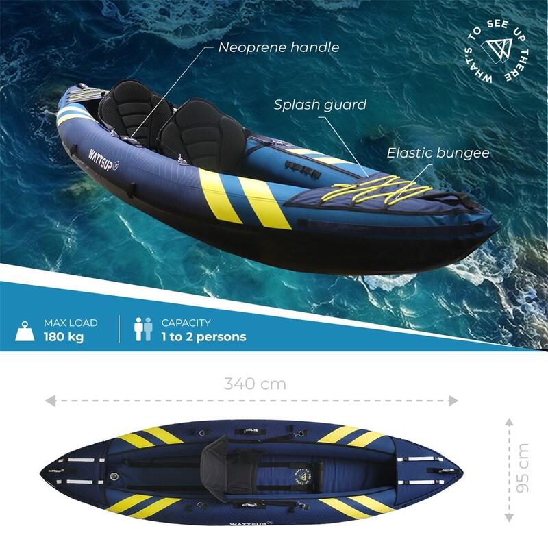 Kayak Insuflável 1P/2P - 340cm/11'1" x 95cm/37' - DropStitch - MÁX 180 kg