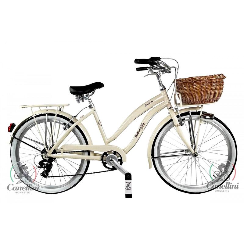 Vélo de ville Dolce Vita by Canellini Cruiser Femme avec panier - Beige