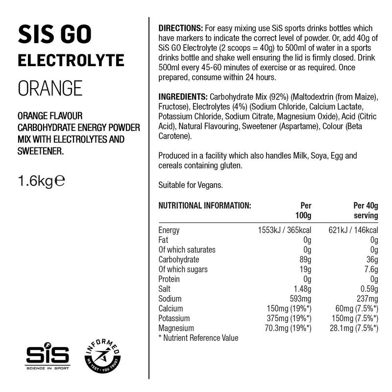 Bebida energética Science in Sport Go Electrolyte - Orange - 1,6 kg