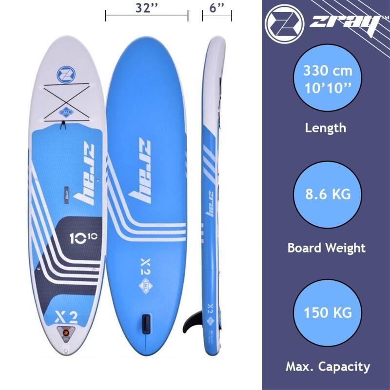 Sup Gonflable X-Rider X2 10'10 Dropstitch - 150kg 330x81x15cm(10'10"x32x6") Bleu