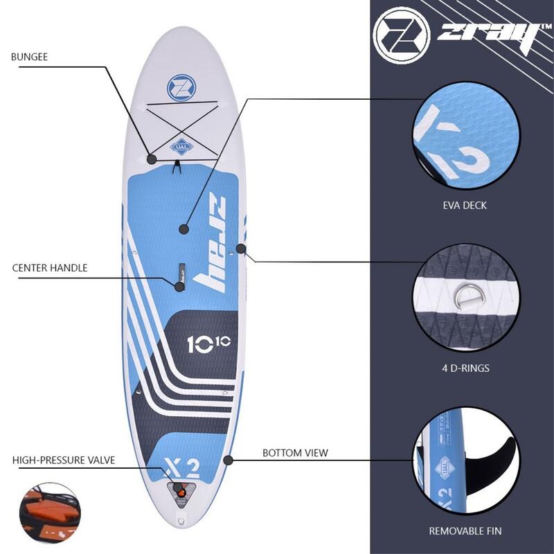 Sup Gonflable X-Rider X2 10'10 Dropstitch - 150kg 330x81x15cm(10'10"x32x6") Bleu