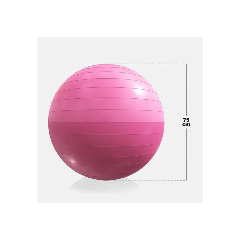 Fitnessbal Ø 75 cm - incl. Pomp - Gym bal - Yoga - Belastbaar tot 500 kg - Roze