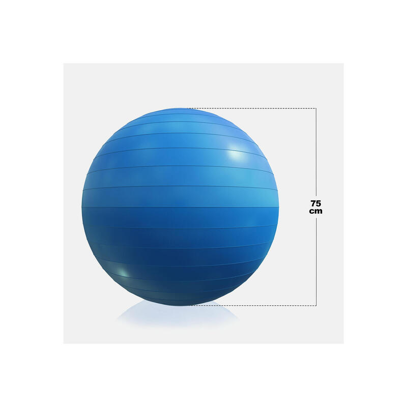Fitness bal Blauw 75 cm - inclusief pomp - belastbaar tot 500 kg