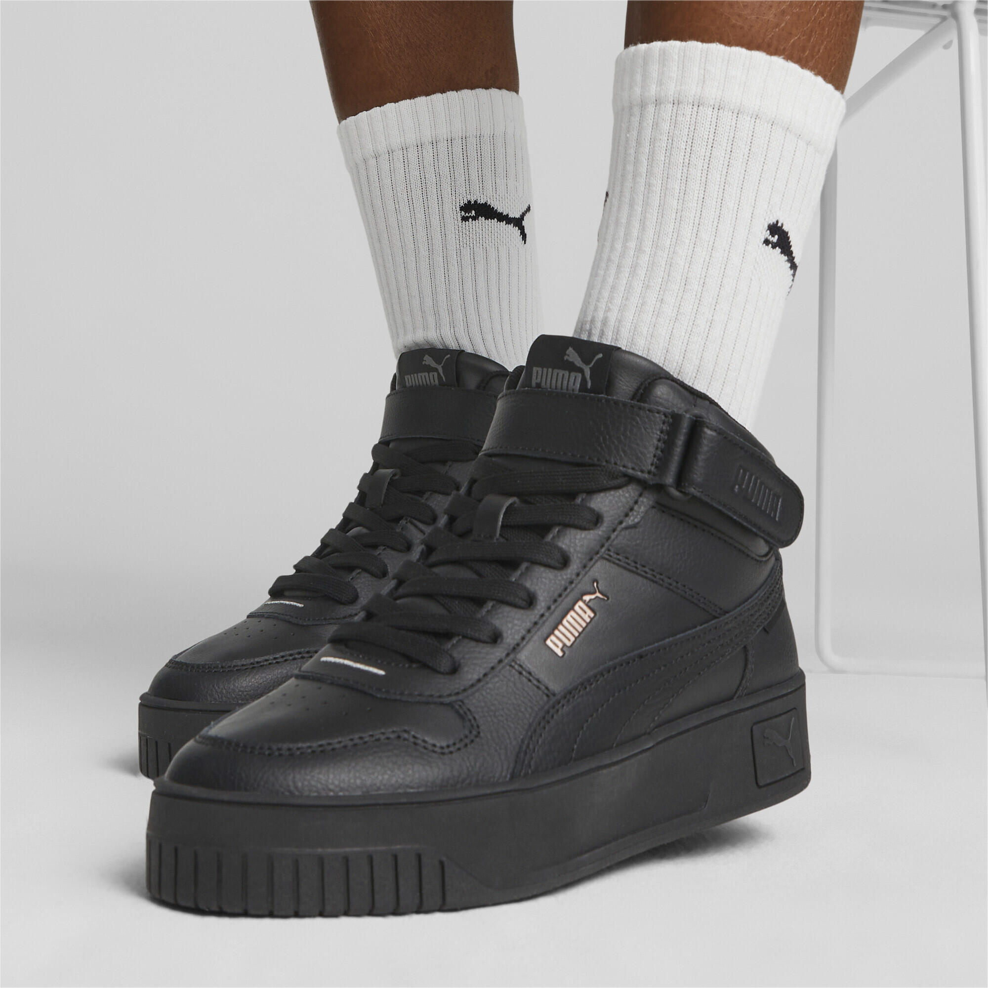 Carina Street halfhoge sneakers voor dames PUMA Black Rose Gold Metallic PUMA Decathlon